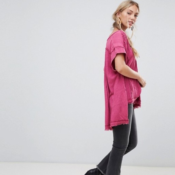 Free People Pink Aster Henley Top - Picture 8 of 8
